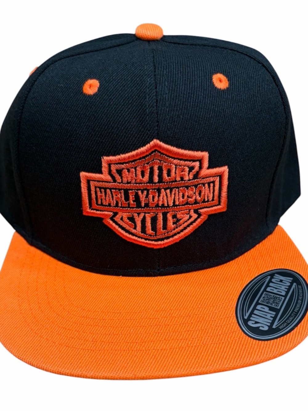 Harley-Davidson Men's Black and Orange Flat Bill Cap Harley Davidson hat new